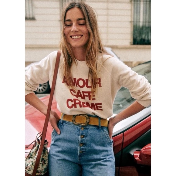 Sezane Tops - Sezane Amour Café Crème Sweatshirt